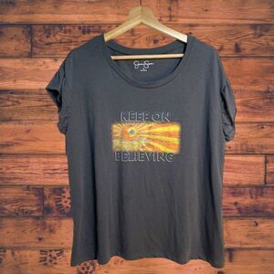 5 for $25🔥Jessica Simpson "Keep On Believing" Grey T-Shirt 1X